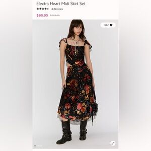 Free People Electra Heart Midi Skirt Set XL